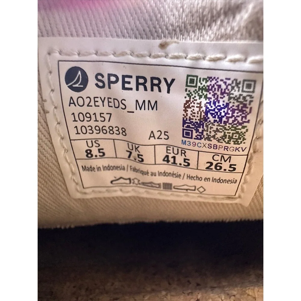Sperry Top-Sider Authentic Original 2-Eye Boat Shoes Mens Size 8.5 Beige Leather